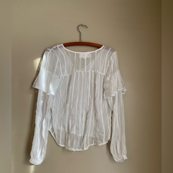 J.O.A Blouse top shirt sheer boho anthro inspired embroidered cottage Prairie - Picture 5 of 6